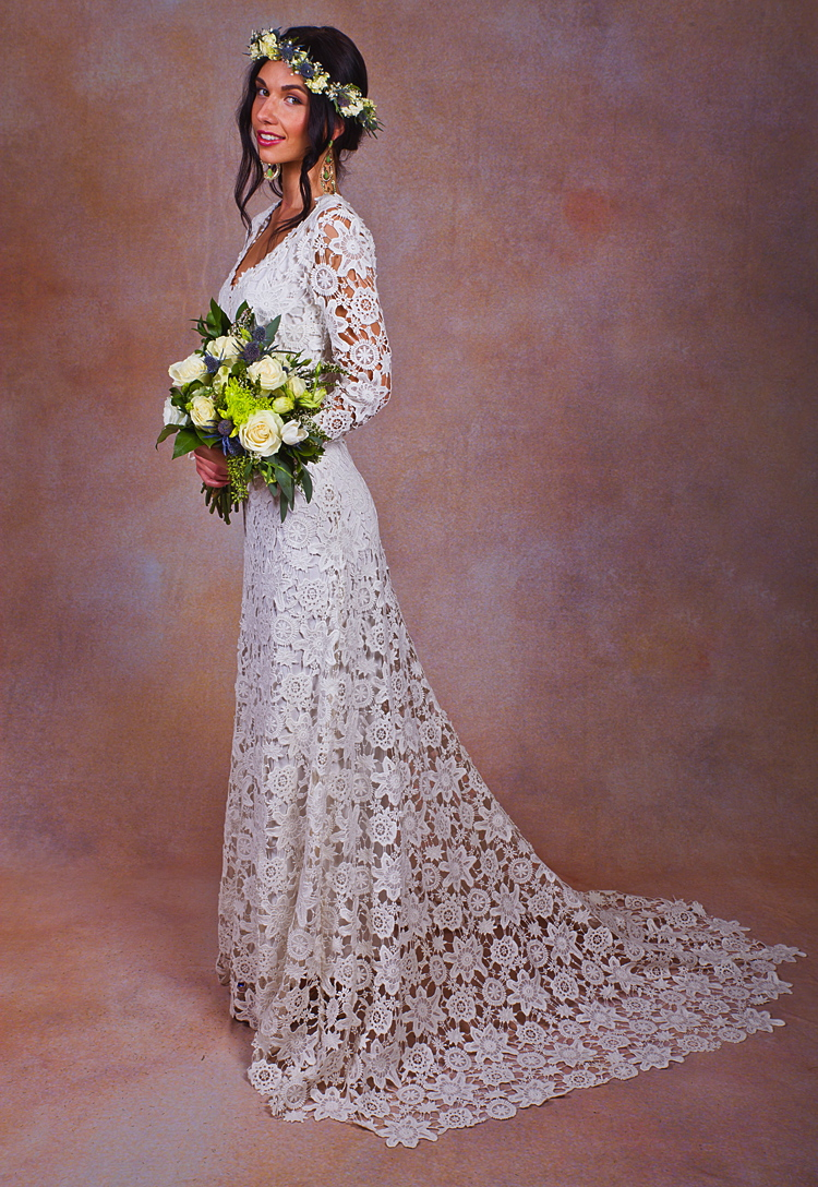 Ivory Or White Crochet Lace Bohemian Wedding Dress