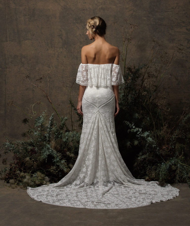 Lizzy Off Shoulder Lace Wedding Dress Dreamers And Lovers