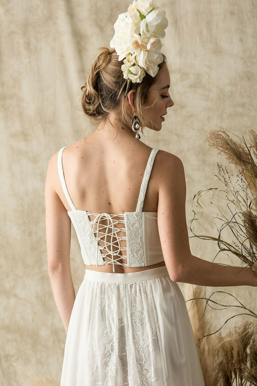 Monica & Aquarelle - two piece bridal separates set / bridal bodysuit and a  watercolor wedding tulle skirt set / unique ooak wedding dress
