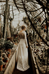 bride-julia-wearing-plunge-front-long-sleeved-lace-boho-wedding-dress