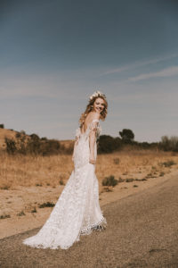 heather-off-shoulder-fringe-bohemian-wedding-dress-with-contrasting-laces-and-a-gorgeous-train
