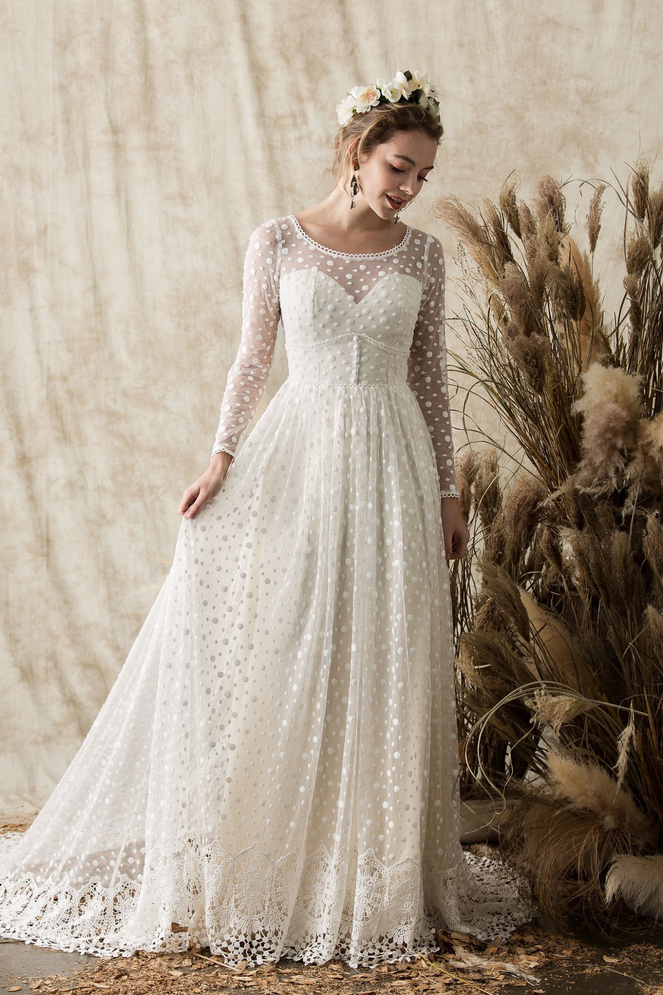 Miranda Long Sleeve Lace Wedding Dress | Dreamers and Lovers