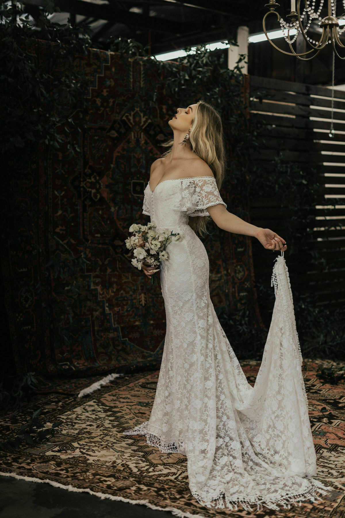 wedding dress with fringe sleeves