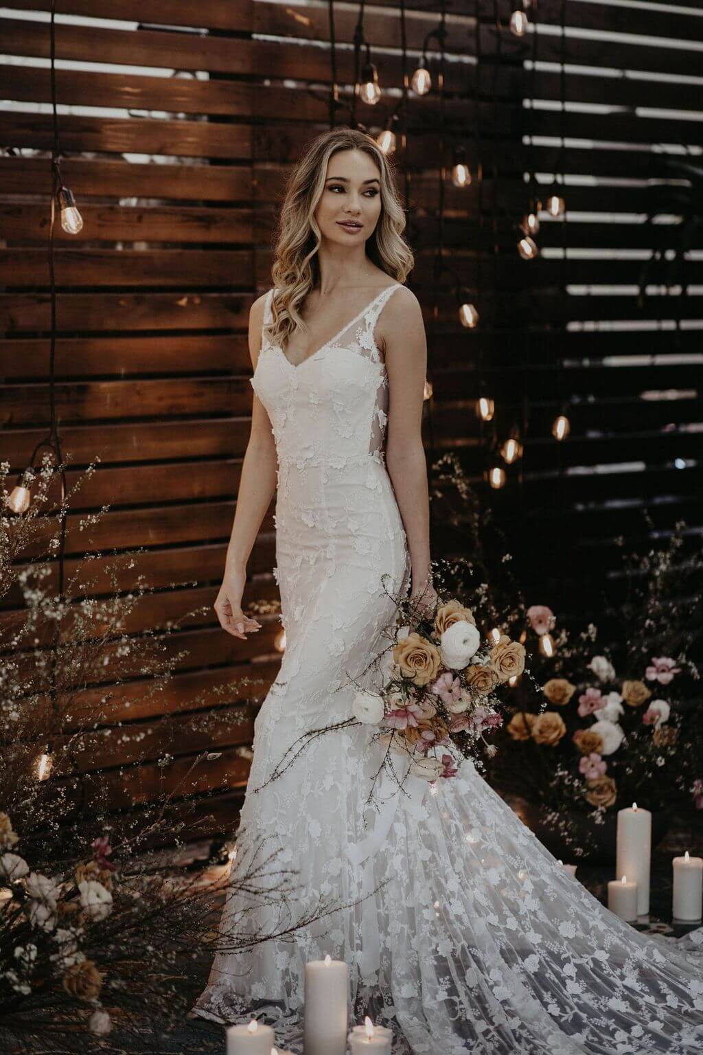 Tatum 3D Lace Modern Wedding Dress | Dreamers and Lovers