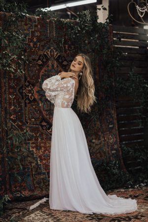 white silk flowy dress