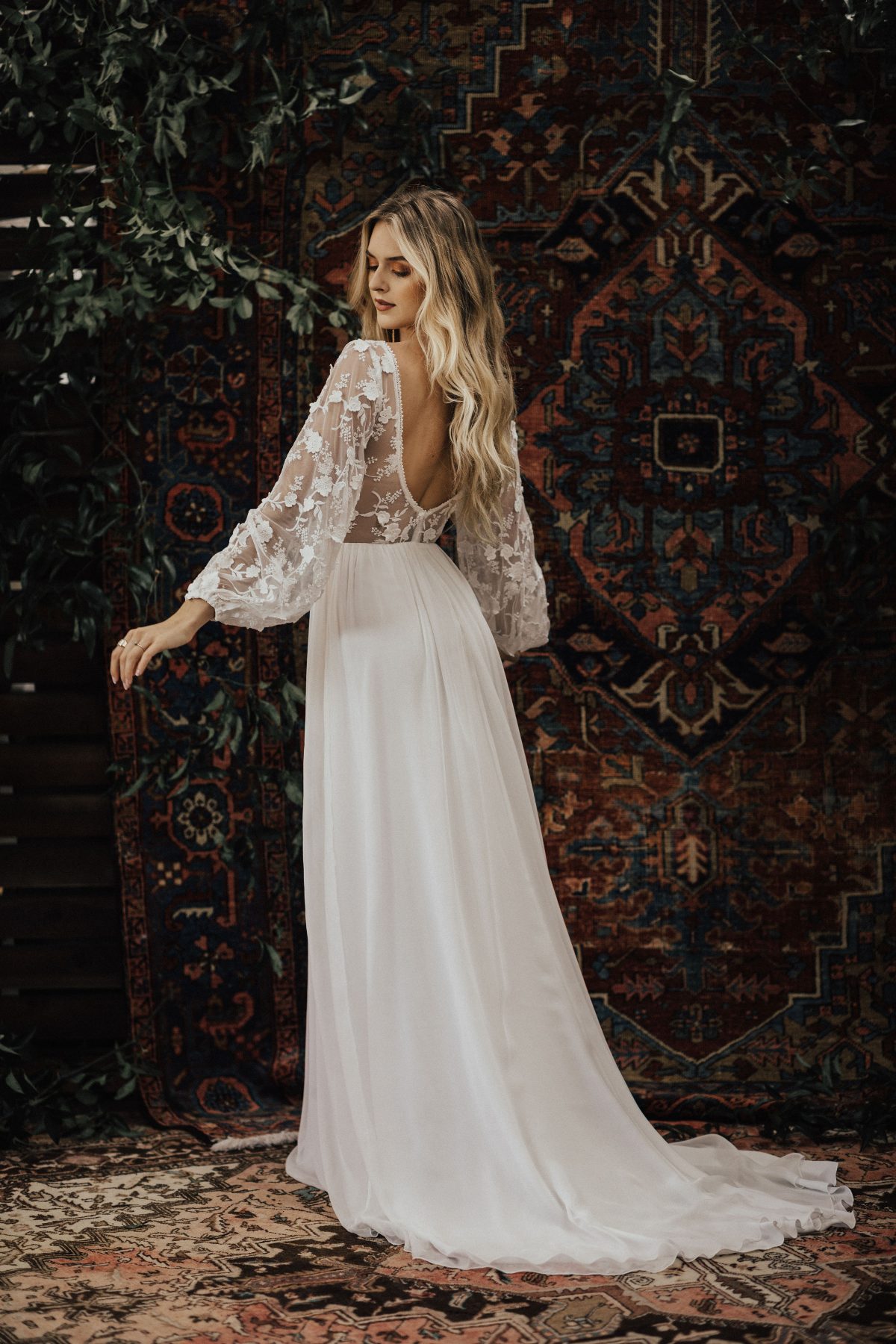 Silk and Lace Flowy Wedding Dress
