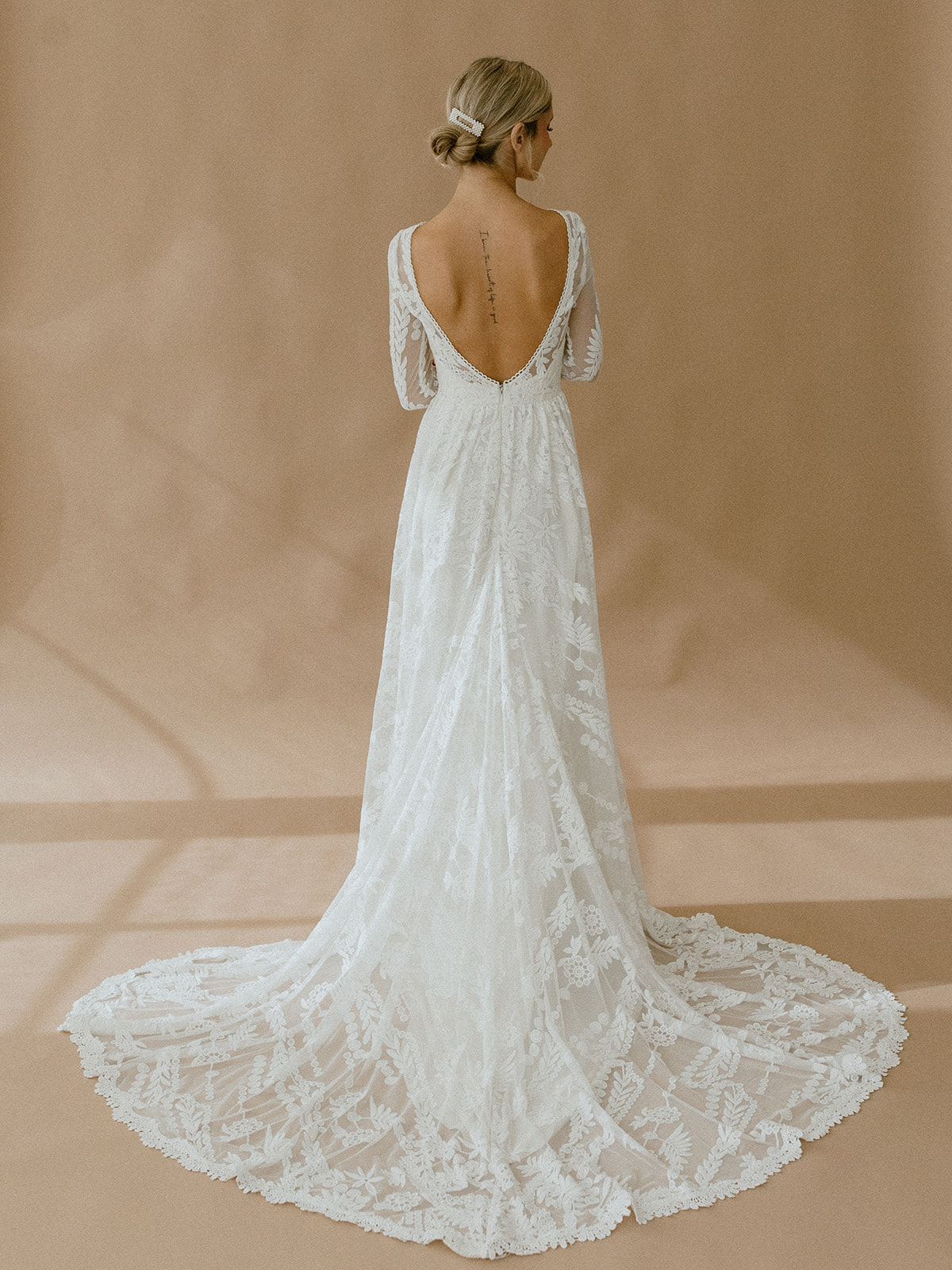 Simone Flowy Lace Wedding Dress | Dreamers and Lovers