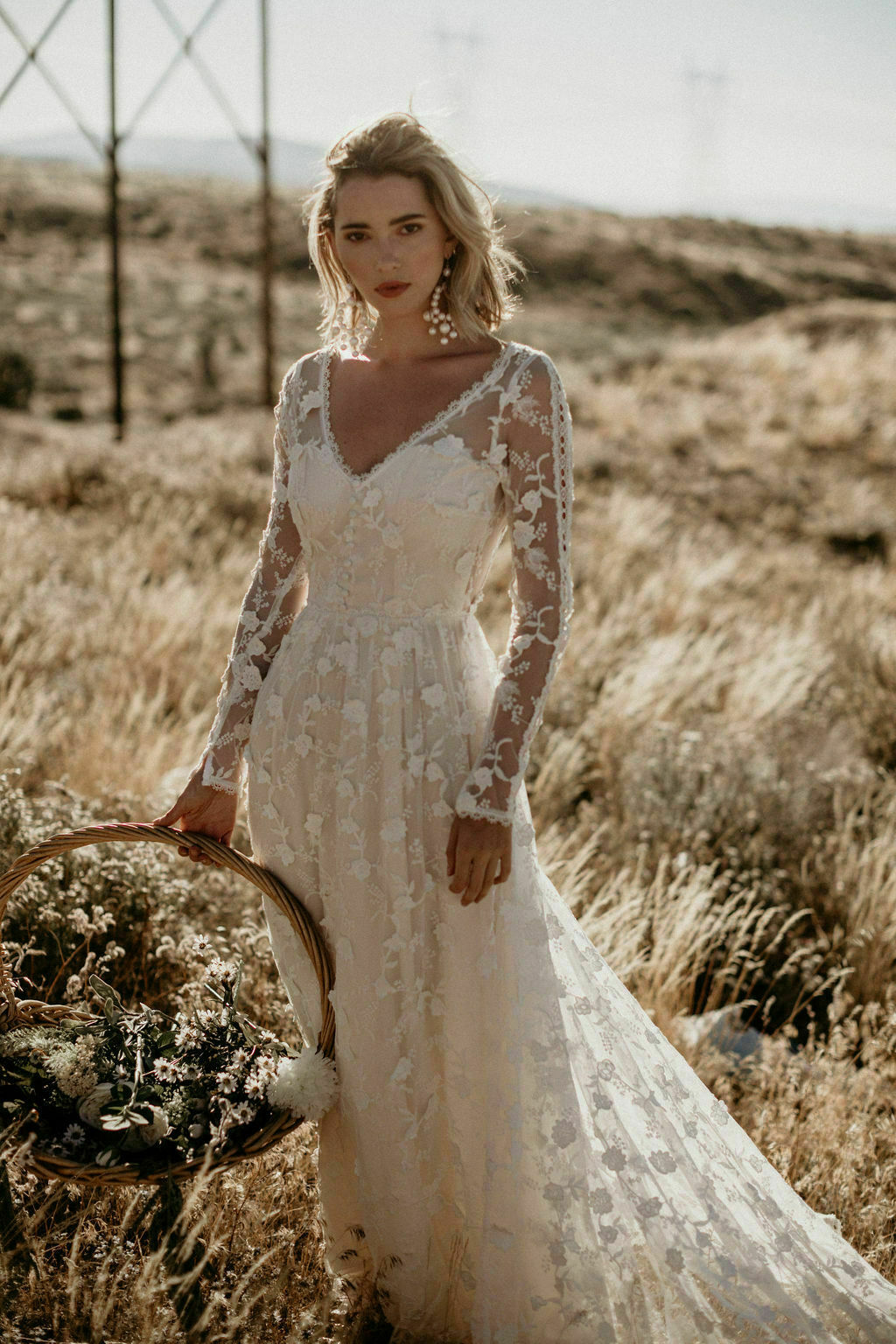 mid length lace wedding dress