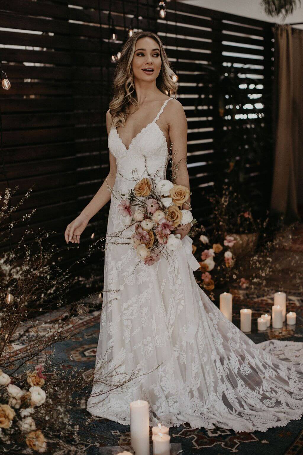 Geneva Simple Lace Wedding Dress With Spaghetti Strap Dreamers And Lovers