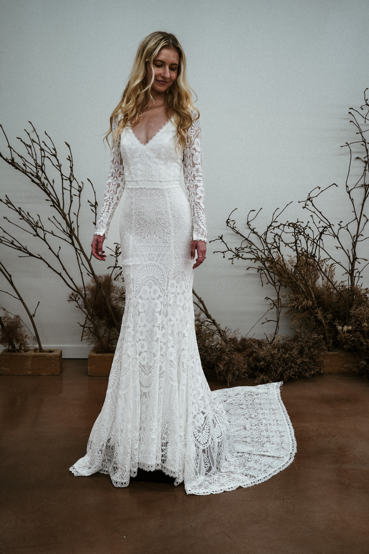 Josephine Geometric Modern Lace Wedding Dress