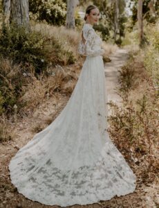 Lotus-lace-wedding-dress-with-silk-skirt-removable-train