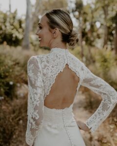 Lotus-backless-long-sleeve-lace-and-silk-wedding-dress