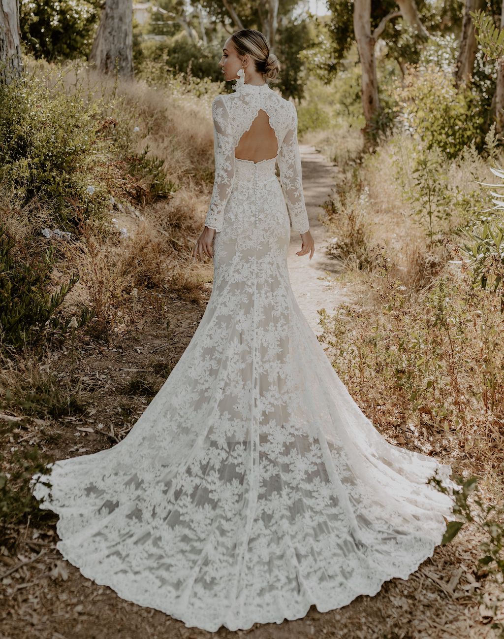 California, Illusion Lace Sleeve Wedding Dress