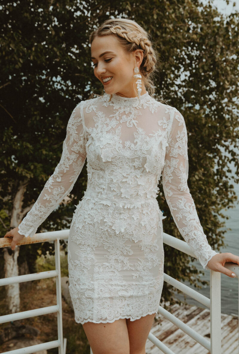 Long Sleeves Wedding Dresses Short Ball Gown – alinanova