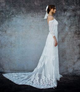 Ava-puff-sleeve-lace-wedding-dress-with-off-shoulder-design