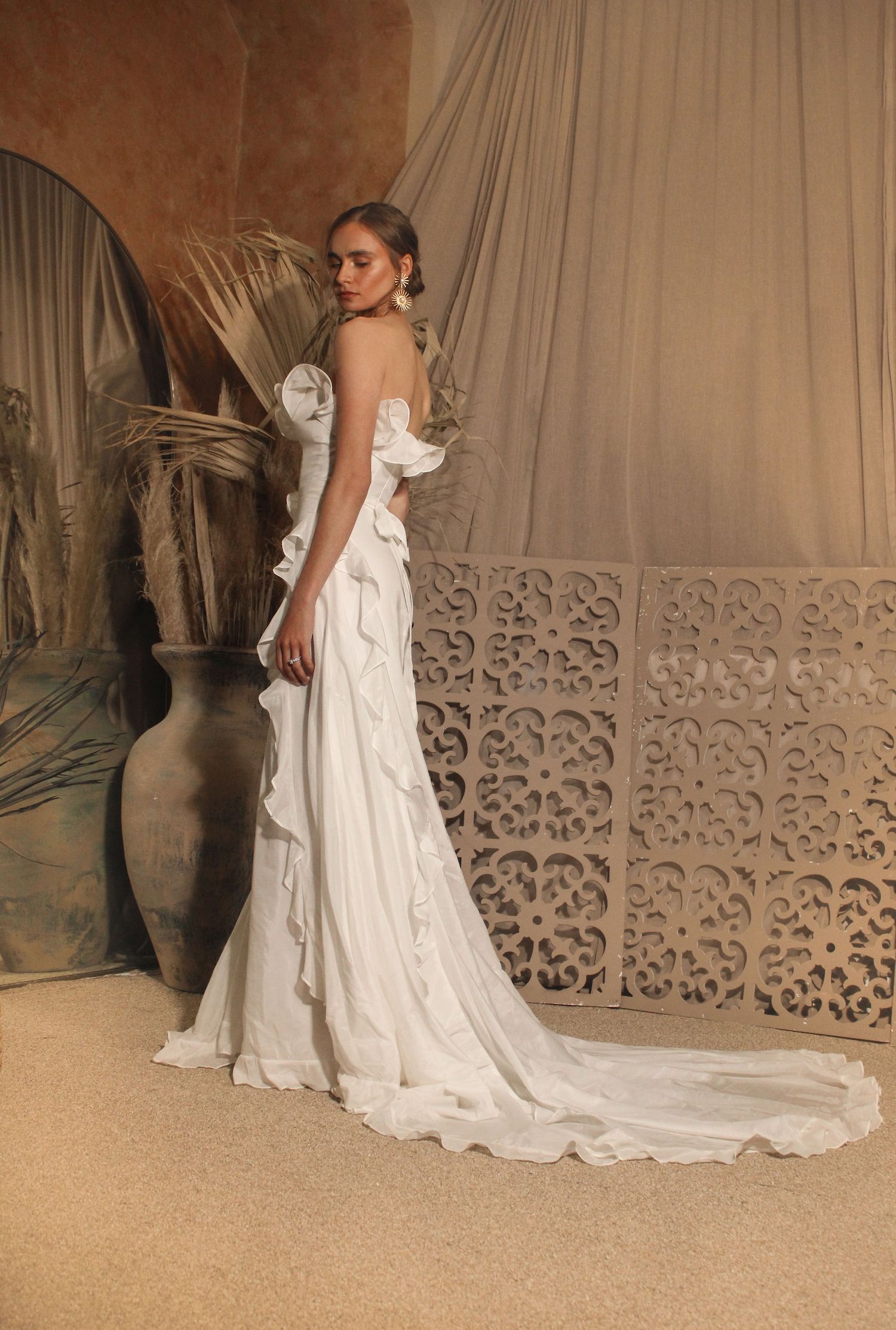 Explore-the-new-Ulla-silk-and-cotton-ruffle-wedding-dress-modern-bohemian-wedding-gown